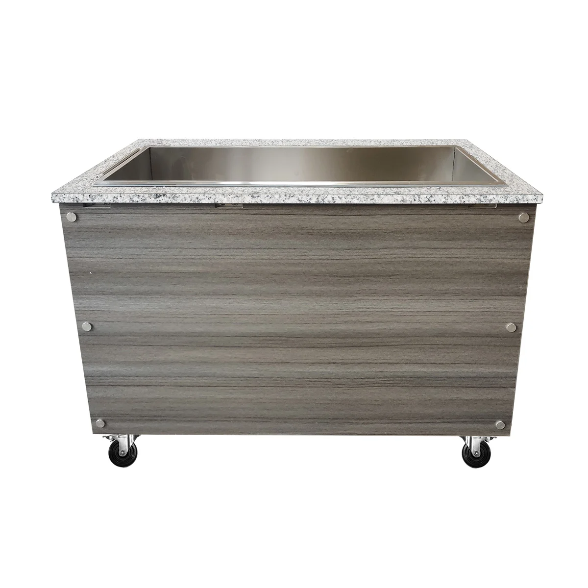 SNACK-Line Bain-Marie Theke 3x GN1/1, Granit rosa-grau, 123x82x85,5 Glasaufbau Klarglas mit Zwischenablage, H=496mm - Image 3