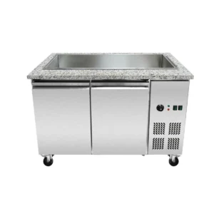 SNACK-Line Bain-Marie Theke 3x GN1/1, Granit Star Galaxy schwarz, 123x82x85,5 Glasaufbau Klarglas schwarzer Rand, ohne Zwischenablage, H=396mm