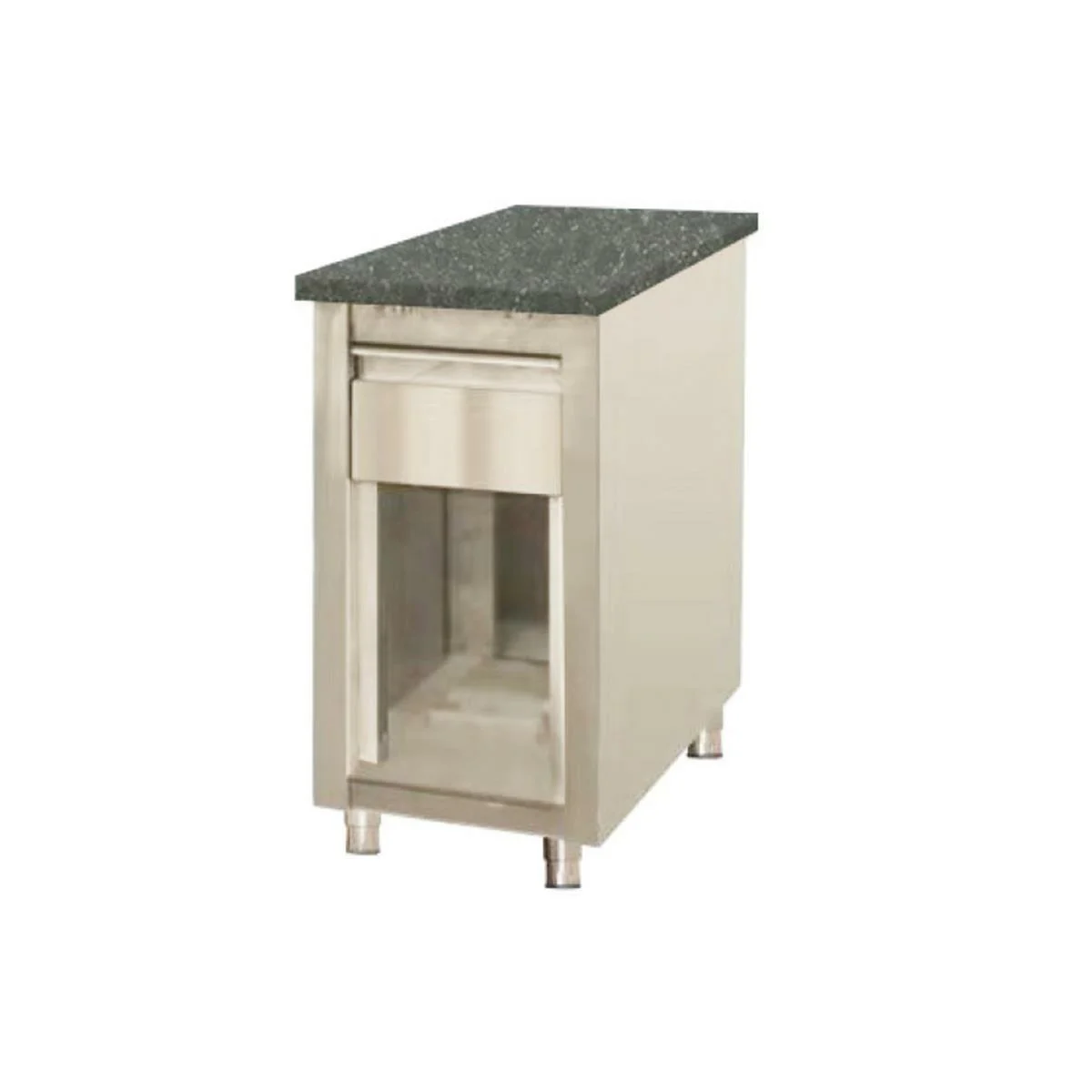 Kassentisch aus Edelstahl, Granit Star Galaxy schwarz, mit Holzverkleidung, 60 x 82 - Image 2