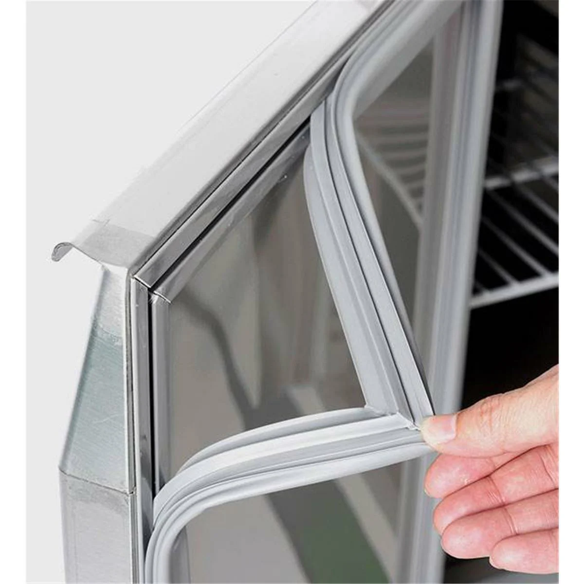Pizza Kühltisch, Granit rosa-grau, 3 Türen, 203 x 80 Kühlaufsatz GN1/3 mit Glas - Image 7