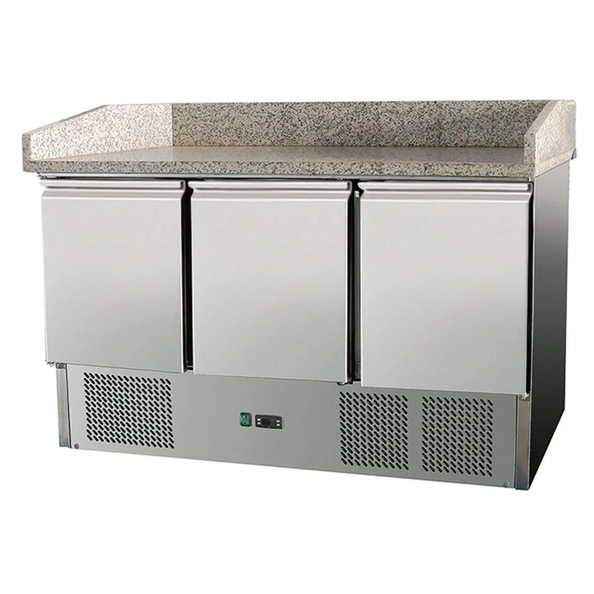 Pizzatisch 3 Türen, mit Unterbaukühlung, 140 x 70 Kühlaufsatz GN1/3 mit Glas - Image 3