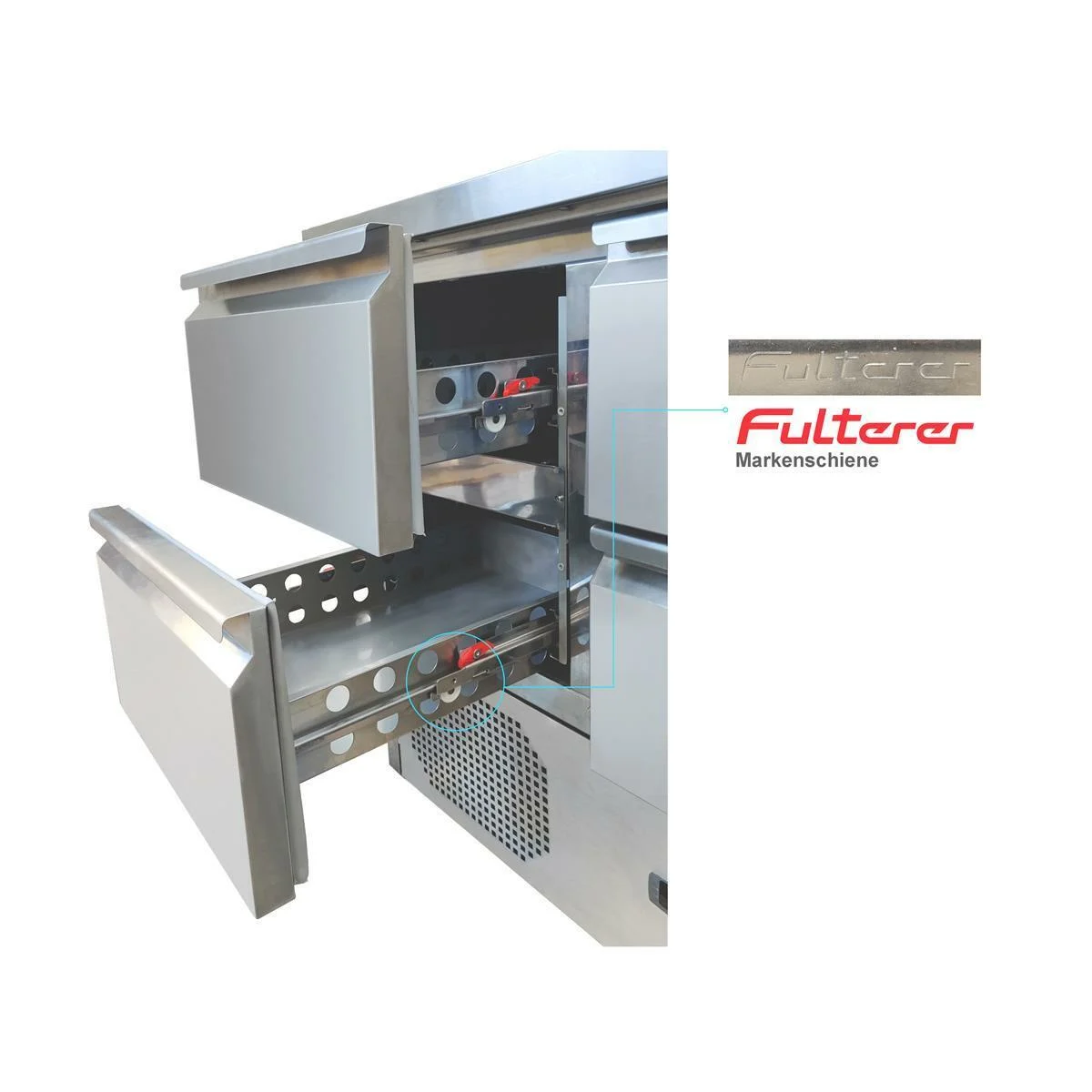 Kühltisch 1 Tür 2 Schubladen, Unterbaukühlung, 90x70 - Image 2