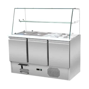 Saladette 3 Türen,137 x 70 gerader Glasaufbau, Klarglas