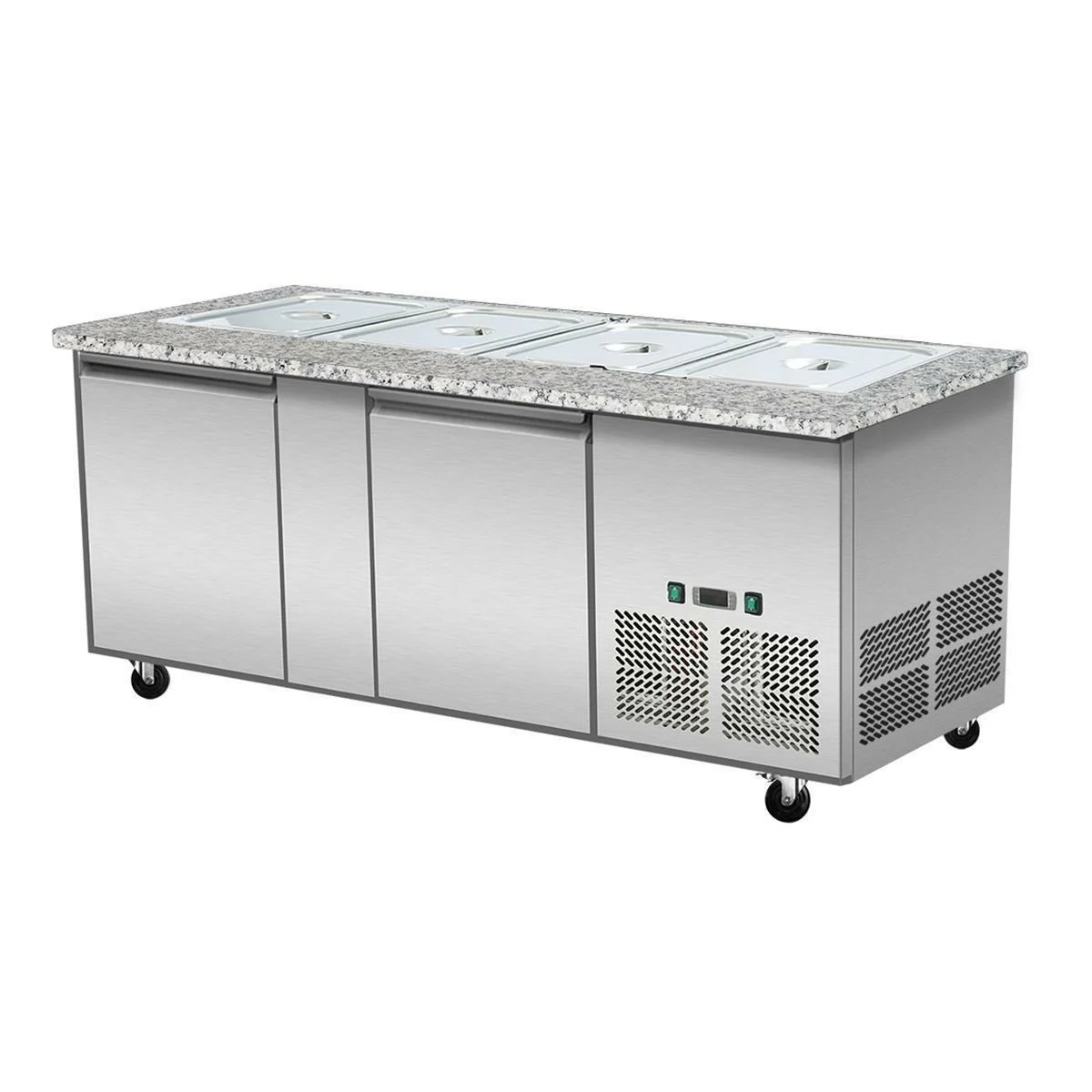 SNACK-Line, Kalte Theke, 4x GN1/1, Granit rosa-grau, 152x82x88,5 Klarglas ohne Zwischenablage, H=396mm - Image 3