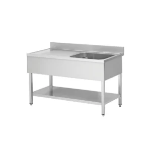 Spültisch aus Edelstahl, ein Becken rechts, 100 x 60