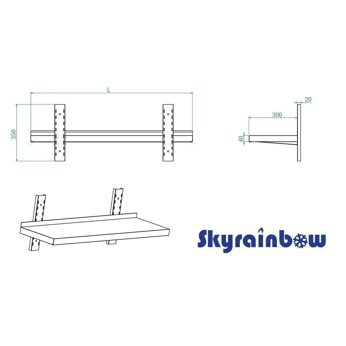 Wandbord Edelstahl, 1 Boden, 150x30 - Image 6